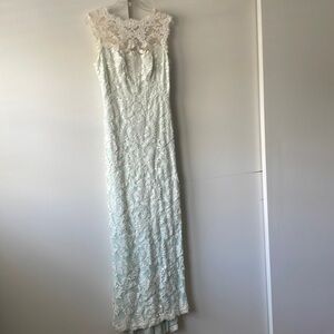 Tadashi Shoji Embroidered Lace Dress 6 mint green B7